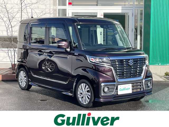 スズキ スペーシア カスタム HYBRID GS 青森県 2018(平30)年 10.3万km ムーンライトバイオレットPM 4WD/純正メモリナビ・フルセグTV/CD・DVD・Bluetooth・SD/バックカメラ/片側パワースライドドア/前席シートヒーター/セーフティサポート/デュアルセンサーブレーキサポート/車線逸脱警報機能/誤発進抑制機能/ハイビームアシスト/リアパーキングセンサー/前後ドライブレコーダー/シートバックテーブル/後席サンシェード/スリムサーキュレーター/LEDヘッドライト/LEDフォグランプ/純正14インチアルミ/スマートキー/プッシュスタート