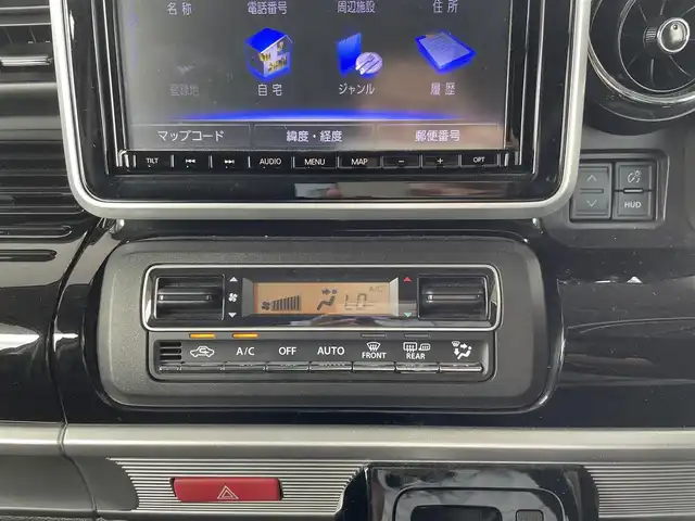 スズキ スペーシア カスタム HYBRID XS ターボ 三重県 2021(令3)年 4.8万km ピュアホワイトパール/ブラック2トーン 登録時47406km/ワンオーナー/ハーフレザーシート/4WD/禁煙車/純正ナビ/（AM/FM/TV/Bluetooth）/フルセグTV/アラウンドビューモニター/レーダークルーズコントロール/ドライブレコーダー/ステアリングスイッチ/パドルシフト/両側パワースライドドア/シートヒーター/社外レーダー/衝突軽減システム/車線逸脱防止機能/コーナーセンサー/HUD/アイドリングストップ/純正フロアマット/純正AW/プッシュスタート/スペアキー