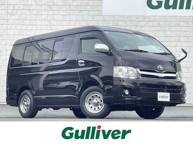 トヨタ ハイエース GL 岩手県 2013(平25)年 8.2万km ブラックマイカ ワンオーナー/4WD/社外SDナビ/・CN-5300WD/CD、DVD、BT、MSV、フルセグTV/社外フリップダウンモニター/ベットキットシート/バックカメラ/ETC/革調シートカバー/ウッドコンビハンドル/リモコンキー/フロアマット/片側パワースライドドア/オートライト/キセノンライト/フォグランプ/保証書/取扱説明書