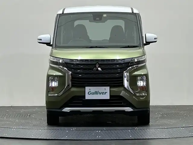 三菱 ｅＫクロススペース G プラスエディション 愛媛県 2021(令3)年 0.1万km 緑Ⅱ 衝突軽減ブレーキ　社外メモリナビ　Bluetooth　フルセグ　CD　DVD　アラウンドビューモニター　両側パワースライドドア　LDW　LDP　スマートキー　スペアキー　プッシュスタートアイドリングストップ　ダウンヒルアシスト