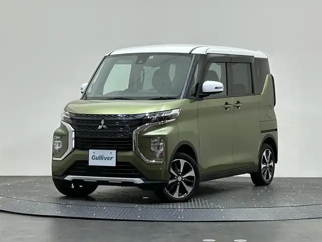 三菱 ｅＫクロススペース G プラスエディション 愛媛県 2021(令3)年 0.1万km 緑Ⅱ 衝突軽減ブレーキ　社外メモリナビ　Bluetooth　フルセグ　CD　DVD　アラウンドビューモニター　両側パワースライドドア　LDW　LDP　スマートキー　スペアキー　プッシュスタートアイドリングストップ　ダウンヒルアシスト