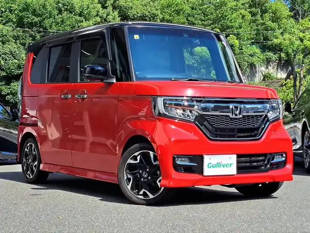 ホンダ Ｎ ＢＯＸ カスタム G L ターボ ホンダセンシング 大阪府 2018(平30)年 1.9万km ミラノレッド /禁煙車//HondaSENSING//ACC(アダプティブクルーズコントロール//LKAS(車線維持支援システム）//オートハイビーム//純正シーケンシャルターンランプ//社外ナビ【AVN-LS01】//CD/DVD/Bluetooth/フルTV//バックカメラ//ステアリングスイッチ//両側パワースライドドア//ビルトインETC//USB充電//ハーフレザーシート//純正15AW//前後ドラレコ【DRC-35ST】