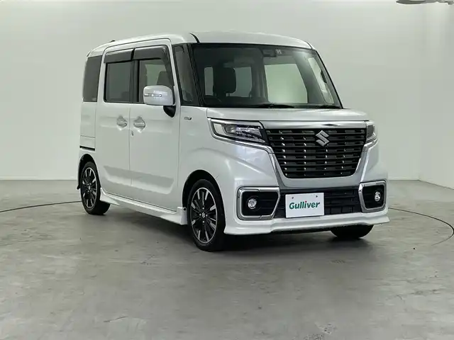 スズキ スペーシア カスタム HYBRID XS 福井県 2018(平30)年 5.1万km ピュアホワイトP メモリナビ【CN-RE04WD】/-BT/フルセグTV/CD/DVD/FM/AM/SD/衝突軽減ブレーキ/クリアランスソナー/車線逸脱警報/横滑り防止装置/オートライト/オートハイビーム/両側パワースライドドア/シートヒーター/ドアバイザー/フロアマット/純正アルミ１５インチ/フォグランプ/アイドリングストップ