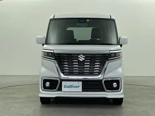 スズキ スペーシア カスタム HYBRID XS 福井県 2018(平30)年 5.1万km ピュアホワイトP メモリナビ【CN-RE04WD】/-BT/フルセグTV/CD/DVD/FM/AM/SD/衝突軽減ブレーキ/クリアランスソナー/車線逸脱警報/横滑り防止装置/オートライト/オートハイビーム/両側パワースライドドア/シートヒーター/ドアバイザー/フロアマット/純正アルミ１５インチ/フォグランプ/アイドリングストップ