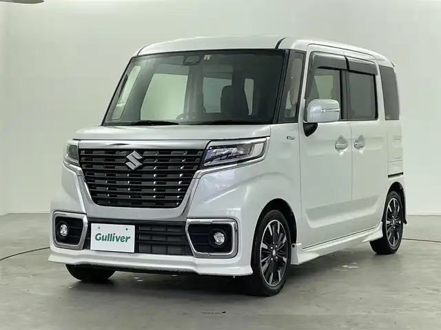 スズキ スペーシア カスタム HYBRID XS 福井県 2018(平30)年 5.1万km ピュアホワイトP メモリナビ【CN-RE04WD】/-BT/フルセグTV/CD/DVD/FM/AM/SD/衝突軽減ブレーキ/クリアランスソナー/車線逸脱警報/横滑り防止装置/オートライト/オートハイビーム/両側パワースライドドア/シートヒーター/ドアバイザー/フロアマット/純正アルミ１５インチ/フォグランプ/アイドリングストップ