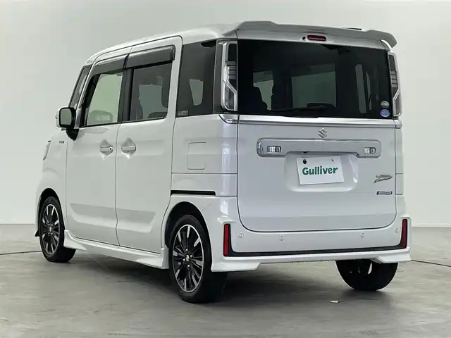 スズキ スペーシア カスタム HYBRID XS 福井県 2018(平30)年 5.1万km ピュアホワイトP メモリナビ【CN-RE04WD】/-BT/フルセグTV/CD/DVD/FM/AM/SD/衝突軽減ブレーキ/クリアランスソナー/車線逸脱警報/横滑り防止装置/オートライト/オートハイビーム/両側パワースライドドア/シートヒーター/ドアバイザー/フロアマット/純正アルミ１５インチ/フォグランプ/アイドリングストップ