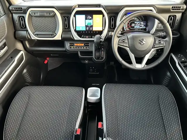 スズキ ハスラー HYBRID X 愛媛県 2022(令4)年 2.7万km ピュアホワイトパール/ガンメタリック2トーン 登録時走行距離：26335km/メーカーOP純正ナビ/AM/FM/フルセグTV/前後ドラレコ/ビルトインETC/全周囲カメラ/クルコン/レーンキープアシスト/衝突軽減システム/横滑り防止装置/盗難防止装置/LEDヘッドライト/フォグランプ/オートライト/エンジンスタートボタン/スマートキー/スペアキー/純正アルミホイール/純正フロアマット