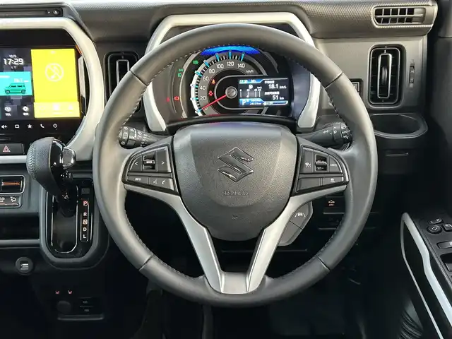スズキ ハスラー HYBRID X 愛媛県 2022(令4)年 2.7万km ピュアホワイトパール/ガンメタリック2トーン 登録時走行距離：26335km/メーカーOP純正ナビ/AM/FM/フルセグTV/前後ドラレコ/ビルトインETC/全周囲カメラ/クルコン/レーンキープアシスト/衝突軽減システム/横滑り防止装置/盗難防止装置/LEDヘッドライト/フォグランプ/オートライト/エンジンスタートボタン/スマートキー/スペアキー/純正アルミホイール/純正フロアマット