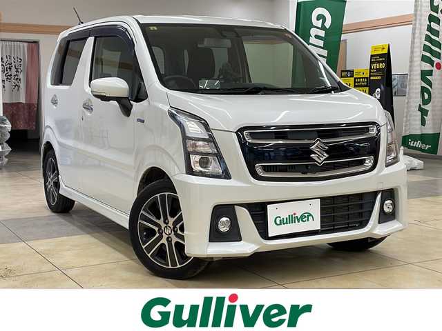 スズキ ワゴンＲ スティングレー HYBRID T 道央・札幌 2018(平30)年 3.7万km ピュアホワイトP ・4WD/・ターボ/・衝突被害軽減ブレーキ/・車線逸脱警報/・クルーズコントロール/・アイドリングストップ/・ヘッドアップディスプレイ/・横滑り防止/・パドルシフト/・LEDヘッドライト/・LEDフォグ/・前席シートヒーター/・プッシュスタート/・スマートキー/・ドアバイザー/・電格ミラー/・ミラーヒーター/・冬タイヤ社外14インチAW積込