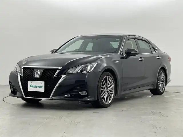 トヨタ クラウン ハイブリッド アスリートS J－フロンティア 群馬県 2017(平29)年 8.3万km プレシャスブラックパール パノラミックビューモニター/リバース連動ドアミラー/――――――――――――――――/純正TコネクトSDナビ/フルセグTV/BT/CD/DVD/SD/USB/AUX/トヨタセーフティセンスP/・プリクラッシュセーフティシステム/・レーンディパーチャーアラート/・レーダークルーズコントロール/・オートマチックハイビーム/LEDヘッドライト/フォグランプ/ステアリングヒーター/D/Nシートヒーター/D/Nパワーシート/ハーフレザーシート/ビルトインETC/純正18インチアルミホイール/プッシュスタート/スマートキー