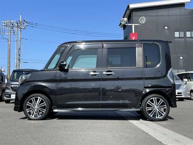 ダイハツ タント カスタム RS トップED SA Ⅲ 群馬県 2017(平29)年 4.3万km ブラックマイカメタリック 純正ナビ　/フルセグ・Ｂｌｕｅｔｏｏｔｈ・ＣＤ・ＤＶＤ　/衝突軽減ブレーキ　/両側パワースライドドア　/バックカメラ　/シートヒーター　/黒ハーフレザーシート　/ドライブレコーダー　/オートライト　/スマートキー2本
