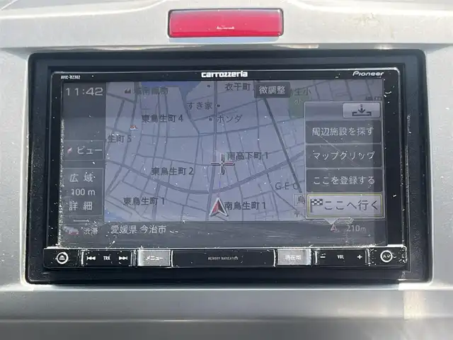 ホンダ フリード G ハイウェイエディション 愛媛県 2010(平22)年 9.7万km ポリッシュドメタルメタリック 登録時走行距離：96968Km/社外メモリナビ/AM/FM/フルセグTV/ＤＶＤ/USB/i pod/後席モニター/ETC/ＡＡＣ/ドラレコ/レザー調シートカバー/Bカメラ/片側パワスラ/盗難防止装置/キセノンヘッドライト/オートライト/リモコンキー/スペアキー1本/純正フロアマット