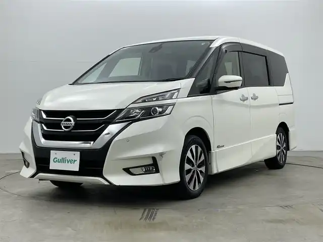 日産 セレナ ハイウェイスター Vセレクション 岡山県 2018(平30)年 5.8万km ブリリアントホワイトパール 純正9インチナビ/（CD/DVD/ブルーレイ/BT/フルセグ/USB）/型番：MM518D-L /純正11インチフリップダウンモニター /衝突軽減ブレーキ /両側電動スライド /アラウンドビューモニター /ビルトインETC /LEDヘッドライト /フォグランプ/オートライト/クルーズコントロール /ドライブレコーダー/コーナーセンサー/プッシュスタート/純正アルミホイール/新車保証書/取扱説明書/スペアキー×１