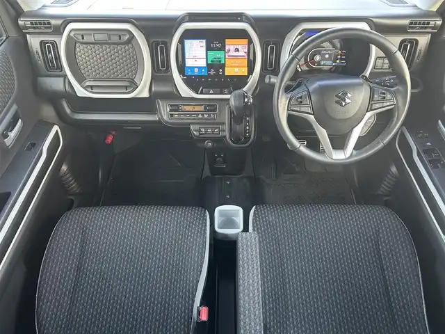 スズキ ハスラー HYBRID X ターボ 岡山県 2020(令2)年 7.5万km ブルーイッシュブラックパール3 登録時走行距離74784km/純正9インチナビ/フルセグTV(AM.FM.CD.DVD.TV.BT)/全方位カメラ/４WD/ETC/ドライブレコーダー/シートヒーター/クリアランスソナー/衝突軽減ブレーキ/横滑り防止装置/クルーズコントロール(追従走行あり)/車線逸脱警報（レーンキープアシスト）/ダウンヒルアシスト/オートライト/アイドリングストップ/15インチ純正AW/純正フロアカバー/保証書/取扱説明書