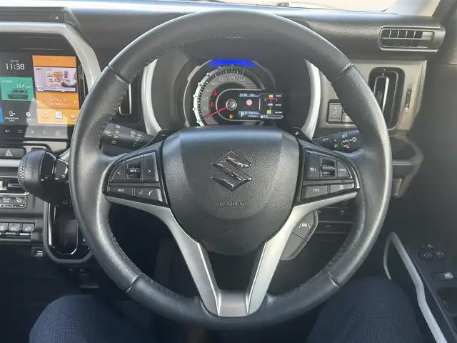 スズキ ハスラー HYBRID X ターボ 岡山県 2020(令2)年 7.5万km ブルーイッシュブラックパール3 登録時走行距離74784km/純正9インチナビ/フルセグTV(AM.FM.CD.DVD.TV.BT)/全方位カメラ/４WD/ETC/ドライブレコーダー/シートヒーター/クリアランスソナー/衝突軽減ブレーキ/横滑り防止装置/クルーズコントロール(追従走行あり)/車線逸脱警報（レーンキープアシスト）/ダウンヒルアシスト/オートライト/アイドリングストップ/15インチ純正AW/純正フロアカバー/保証書/取扱説明書