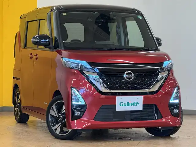 日産 ルークス HWS Gターボ プロパイロットED 群馬県 2020(令2)年 3.3万km スパークリングレッド/ブラック プロパイロット/・エマージェンシーブレーキ/・車線逸脱警報/・車線逸脱防止支援/・先行車発進お知らせ/・速度標識表示/・道路標識表示/・クリアランスソナー/・ふらつき警報/純正SDナビ/・フルセグTV/・Bluetooth/・DVD/CD/SD/AUX/・FM/AM/アラウンドビューモニター/ビルトインETC/ドライブレコーダー/両側パワースライドドア/電子パーキング/ブレーキオートホールド/ステアリングスイッチ/スマートキー/プッシュスタート/LEDヘッドライト/フォグランプ/オートライト/純正15インチAW/純正フロアマット/純正ドアバイザー/アイドリングストップ/電動格納ウィンカーミラー/横滑り防止機能