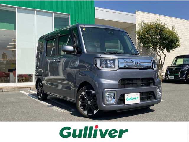ダイハツ ウェイク G ターボ リミテッド SAⅢ 静岡県 2018(平30)年 2.6万km タングステングレーM エンジンスタートボタン/スマートキー（スペアキー１本）/アイドリングストップ/パワーウィンドウ/パワーステアリング/オートエアコン/ETC/USB入力端子/全方位カメラ/SDナビ（CD.DVD.BT.フルセグ）/ドライブレコーダー/ベンチシート/フロアマット/両側パワースライドドア/純正アルミホイール/ABS/横滑り防止装置/コーナーセンサー/レーンキープアシスト/盗難防止装置/オートライト/オートマチックハイビーム/Wエアバック/衝突軽減システム