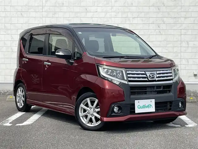ダイハツ ムーヴ カスタム X SA 宮崎県 2015(平27)年 6.2万km ブラックマイカメタリック/ファイアークォーツレッドメタリック 2トーン 社外ナビ「CN-HE02WD」/(AM.FM.Bluetooth.DVD.CD)/フルセグTV/バックカメラ/ETC/コーナーセンサー/前後ドライブレコーダー/オートライト/オートエアコン/横滑り防止機能/衝突軽減ブレーキ/アイドリングストップ/スマートキー/電格ミラー/パワーウィンドウ/パワーステアリング