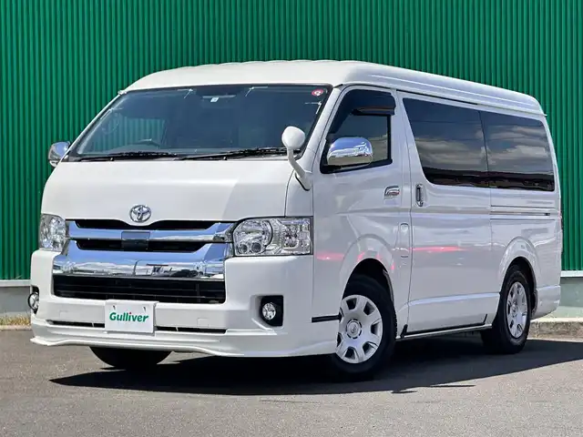 トヨタ ハイエース GL 宮城県 2018(平30)年 13.8万km ホワイトパールクリスタルシャイン ワンオーナー車/4WD/プリクラッシュセーフティ/レーンディパーチャーアラート/オートマチックハイビーム/社外フリップダウンモニター（TVM-FW1020）/社外ナビ（AVIC-RW801）/・CD/DVD/・Bluetooth/・フルセグTV/バックモニター/ETC/AC100V/100Wコンセント/シートカバー/左側パワースライドドア/バックドアイージークローザー/ウッドコンビステアリング/ステアリングスイッチ/MTモード付AT/LEDヘッドライト/フォグランプ/オートライト/スマートキー＆プッシュスタート/スペアキー1本/電動格納ミラー/フロアマット/ドアバイザー/Wエアバッグ/取扱説明書/保証書