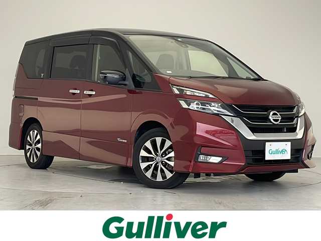 日産 セレナ ハイウェイスター Vセレクション 愛知県 2018(平30)年 4.1万km マルーンレッド 2トーン プロパイロット/衝突軽減システム/純正9型ナビ　ＳＤカードなし/フリップダウンモニター/全方位カメラ/両側パワースライドドア/クルーズコントロール/フルセグ/CD DVD/Bluetooth/バックカメラ/コーナーセンサー/純正アルミホイール/LEDヘッドライト/インテリジェントミラー/オートライト/ドライブレコーダー/ETC/ステアリングスイッチ/スマートキー/プッシュスタート