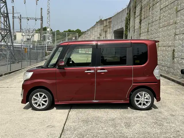 ダイハツ タント カスタム X 長崎県 2014(平26)年 6.6万km ファイアークォーツレッドM 社外メモリナビ/(CD/DVD/BT/フルセグ)/片側パワースライドドア/オートライト/フォグランプ/ドライブレコーダー/スマートキー/プッシュスタート/電動格納ミラー/純正14インチAW