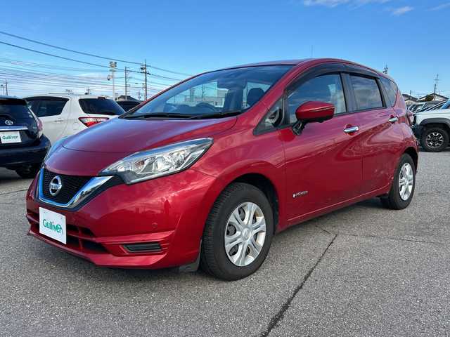 日産 ノート e－パワー X 富山県 2018(平30)年 9.5万km ガーネットレッド ナビ（パナソニック）/【CD/DVD/BT/SD/フルセグTV/iPod】/全方位カメラ/バックカメラ/スマートキー/ETC/レーンキープアシスト/横滑り防止装置/純正フロアマット/車両接近警報装置