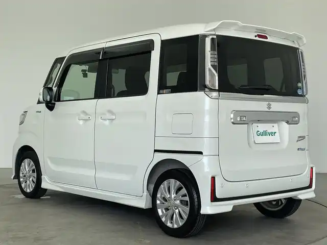 スズキ スペーシア カスタム HYBRID GS 大分県 2019(平31)年 5.8万km ピュアホワイトP ワンオーナー/衝突軽減ブレーキ/誤発進抑制機能/車線逸脱警報機能/ふらつき警報機能/先行車発進お知らせ機能/ハイビームアシスト/後退時ブレーキサポート/社外8型ナビ　型式：AVIC-CL901/【フルセグTV、DVD再生可、BT対応】/ステアリングスイッチ/バックカメラ/左側電動スライドドア/社外ドライブレコーダー　型式：ZDR-012/ETC/運転席シートヒーター/アイドリングストップ/横滑り防止装置/電動格納ミラー/社外フロアマット/オートライト/LEDヘッドライト/LEDフォグ/純正14インチアルミホイール/保証書、取説、スペアキー有り