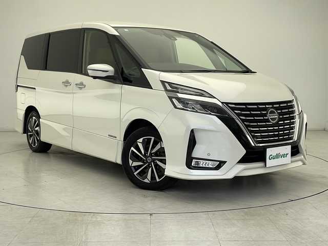 日産 セレナ ハイウェイスター V 千葉県 2020(令2)年 5.8万km ブリリアントホワイトパール プロパイロット/アラウンドビューモニター/自動駐車システム/衝突軽減防止装置/車線逸脱防止装置/後側方衝突防止装置/コーナーセンサー（前後）/オートハイビーム/オートライト/LEDヘッドライト/両側パワースライドドア/フリップダウンモニター/シートヒーター（D＋N）/ステアリングスイッチ/革巻きステアリング/純正SDナビ/フルセグTV/CD/DVD/Blu-ray/Bluetooth/ETC/ドライブレコーダー（前後）/純正AW/純正フロアマット/プッシュスタート/スペアキー×1/アイドリングストップ