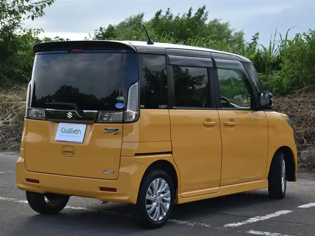 スズキ スペーシア カスタム Z 福岡県 2017(平29)年 4.1万km アクティブイエロー/ブラック2トーンルーフ 純正ナビ/　CD/DVD/フルセグTV/BT/全方位モニター/スマートキー/プッシュスタート/両側パワースライドドア/純正HIDヘッドライト/純正14インチアルミ/D席シートヒーター/アイドリングストップ/ETC