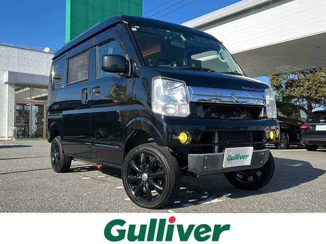 スズキ エブリイ ジョイン 兵庫県 2017(平29)年 8.7万km ブルーイッシュブラックパール3 岡モータース ミニチュアクルーズSV/取扱説明書/保証書/社外SDナビ（フルググ/Bluetooth/AM/FM/DISC/SD）/インチアップ/ドラレコ前後/ETC/バックカメラ/革調シートカバー/衝突軽減ブレーキ/後付けモニター/2nd発進/MTモード/純正フロアマット/社外アルミホイール/LEDヘッドライト/両側スライドドア