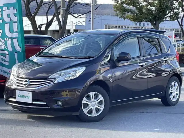 日産 ノート メダリスト 長野県 2014(平26)年 5.6万km オーロラモーヴ 社外ナビ（FM/AM、CD、DVD）/全方位カメラ/フルセグテレビ/ETC/アイドリングストップ/純正フロアマット/社外サマータイヤ積み込み/スマートキ―１本/ハロゲンオートライト/ヘッドライトレベライザー/社外１４AW/ダブルエアバック/ワンオーナー/保証書、取扱説明書/記録簿