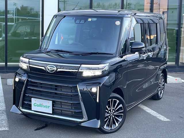 ダイハツ タント カスタム RS 道東・釧路十勝 2023(令5)年 1.9万km ブラックマイカメタリック ・４WD/・社外SDメモリナビ/（フルセグ・ＣＤ・ＤＶＤ・ＳＤ・ＢＴ・ＨＤＭＩ・ＵＳＢ）/・バックカメラ/・前席シートヒーター/・運転席ロングスライド/・両側パワースライドドア/・スマートキー/・プッシュスタート/・電動格納ミラー/・衝突被害軽減ブレーキ/・白線逸脱防止機能/・横滑り防止装置/・リアガラスサンシェード/・純正フロアマット/・ＥＴＣ2.0/・社外ＡＷ組込冬タイヤ積載