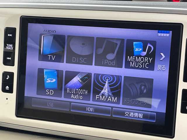 ダイハツ ムーヴ キャンバス G メイクアッフ SA Ⅱ 群馬県 2016(平28)年 4.6万km パールホワイトⅢ/ファインミントメタリック 2トーン 　純正８インチSDナビ　両側パワースライドドア　ETC　全方位カメラ　アイドリングストップ　フォグライト　LEDヘッドライト　ステアリングスイッチ　スマートキー　プッシュスタート　スペアキー　禁煙車