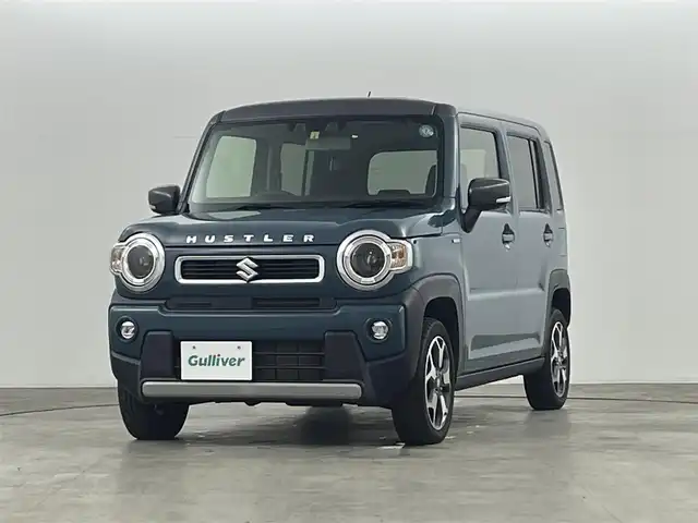 スズキ ハスラー HYBRID X 福島県 2020(令2)年 2.6万km デニムブルー ガンメタリック 2トーン スズキセーフティサポート　/・衝突軽減ブレーキ　/・後退ブレーキサポート　/・誤発進抑制機能　/・リアパーキングセンサー　/・車線逸脱警報装置　/社外ナビゲーション/・型式：MDV-S707W/・Bluetooth/CD/DVD/TV/USB/ipod/AM・FM/・バックカメラ/シートヒーター/LEDライト/・フォグライト/・オートライト/革巻きステアリング/・ステアリングスイッチ/プッシュスタート/・スマートキー/・スペアキー/純正フロアマット