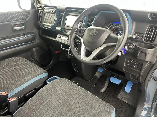 スズキ ハスラー HYBRID X 福島県 2020(令2)年 2.6万km デニムブルー ガンメタリック 2トーン スズキセーフティサポート　/・衝突軽減ブレーキ　/・後退ブレーキサポート　/・誤発進抑制機能　/・リアパーキングセンサー　/・車線逸脱警報装置　/社外ナビゲーション/・型式：MDV-S707W/・Bluetooth/CD/DVD/TV/USB/ipod/AM・FM/・バックカメラ/シートヒーター/LEDライト/・フォグライト/・オートライト/革巻きステアリング/・ステアリングスイッチ/プッシュスタート/・スマートキー/・スペアキー/純正フロアマット