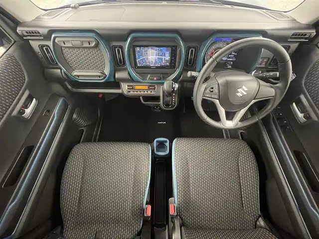 スズキ ハスラー HYBRID X 福島県 2020(令2)年 2.6万km デニムブルー ガンメタリック 2トーン スズキセーフティサポート　/・衝突軽減ブレーキ　/・後退ブレーキサポート　/・誤発進抑制機能　/・リアパーキングセンサー　/・車線逸脱警報装置　/社外ナビゲーション/・型式：MDV-S707W/・Bluetooth/CD/DVD/TV/USB/ipod/AM・FM/・バックカメラ/シートヒーター/LEDライト/・フォグライト/・オートライト/革巻きステアリング/・ステアリングスイッチ/プッシュスタート/・スマートキー/・スペアキー/純正フロアマット