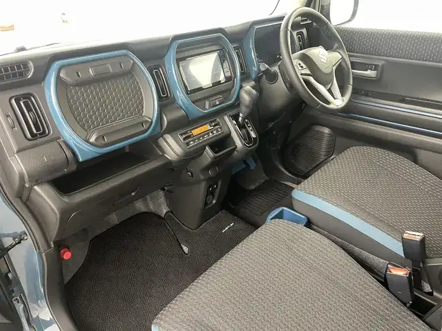 スズキ ハスラー HYBRID X 福島県 2020(令2)年 2.6万km デニムブルー ガンメタリック 2トーン スズキセーフティサポート　/・衝突軽減ブレーキ　/・後退ブレーキサポート　/・誤発進抑制機能　/・リアパーキングセンサー　/・車線逸脱警報装置　/社外ナビゲーション/・型式：MDV-S707W/・Bluetooth/CD/DVD/TV/USB/ipod/AM・FM/・バックカメラ/シートヒーター/LEDライト/・フォグライト/・オートライト/革巻きステアリング/・ステアリングスイッチ/プッシュスタート/・スマートキー/・スペアキー/純正フロアマット