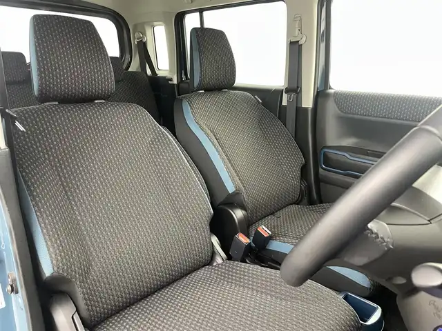 スズキ ハスラー HYBRID X 福島県 2020(令2)年 2.6万km デニムブルー ガンメタリック 2トーン スズキセーフティサポート　/・衝突軽減ブレーキ　/・後退ブレーキサポート　/・誤発進抑制機能　/・リアパーキングセンサー　/・車線逸脱警報装置　/社外ナビゲーション/・型式：MDV-S707W/・Bluetooth/CD/DVD/TV/USB/ipod/AM・FM/・バックカメラ/シートヒーター/LEDライト/・フォグライト/・オートライト/革巻きステアリング/・ステアリングスイッチ/プッシュスタート/・スマートキー/・スペアキー/純正フロアマット