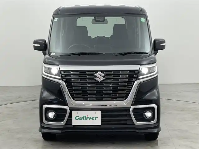 スズキ スペーシア カスタム HYBRID GS 福岡県 2019(令1)年 3.9万km ブルーイッシュブラックパール3 社外８型ナビ（ＢＴ，フルセグＴＶ）　/バックカメラ　/プッシュスタート　/コーナーセンサー　/衝突軽減ブレーキ　/レーンキープ　/横滑り防止装置　/アイドリングストップ　/片側電動スライドドア　/シートヒーター　/ＬＥＤ