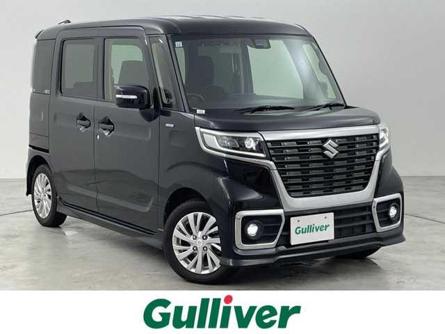 スズキ スペーシア カスタム HYBRID GS 福岡県 2019(令1)年 3.9万km ブルーイッシュブラックパール3 社外８型ナビ（ＢＴ，フルセグＴＶ）　/バックカメラ　/プッシュスタート　/コーナーセンサー　/衝突軽減ブレーキ　/レーンキープ　/横滑り防止装置　/アイドリングストップ　/片側電動スライドドア　/シートヒーター　/ＬＥＤ