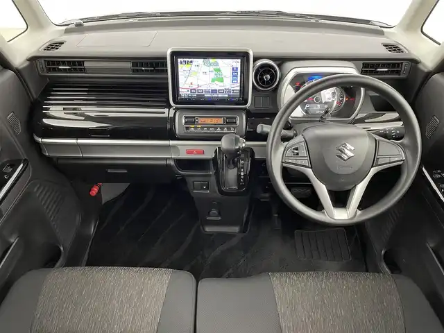 スズキ スペーシア カスタム HYBRID GS 福岡県 2019(令1)年 3.9万km ブルーイッシュブラックパール3 社外８型ナビ（ＢＴ，フルセグＴＶ）　/バックカメラ　/プッシュスタート　/コーナーセンサー　/衝突軽減ブレーキ　/レーンキープ　/横滑り防止装置　/アイドリングストップ　/片側電動スライドドア　/シートヒーター　/ＬＥＤ