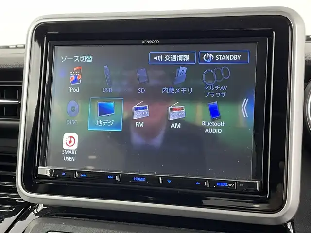 スズキ スペーシア カスタム HYBRID GS 福岡県 2019(令1)年 3.9万km ブルーイッシュブラックパール3 社外８型ナビ（ＢＴ，フルセグＴＶ）　/バックカメラ　/プッシュスタート　/コーナーセンサー　/衝突軽減ブレーキ　/レーンキープ　/横滑り防止装置　/アイドリングストップ　/片側電動スライドドア　/シートヒーター　/ＬＥＤ
