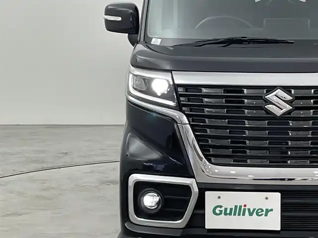 スズキ スペーシア カスタム HYBRID GS 福岡県 2019(令1)年 3.9万km ブルーイッシュブラックパール3 社外８型ナビ（ＢＴ，フルセグＴＶ）　/バックカメラ　/プッシュスタート　/コーナーセンサー　/衝突軽減ブレーキ　/レーンキープ　/横滑り防止装置　/アイドリングストップ　/片側電動スライドドア　/シートヒーター　/ＬＥＤ