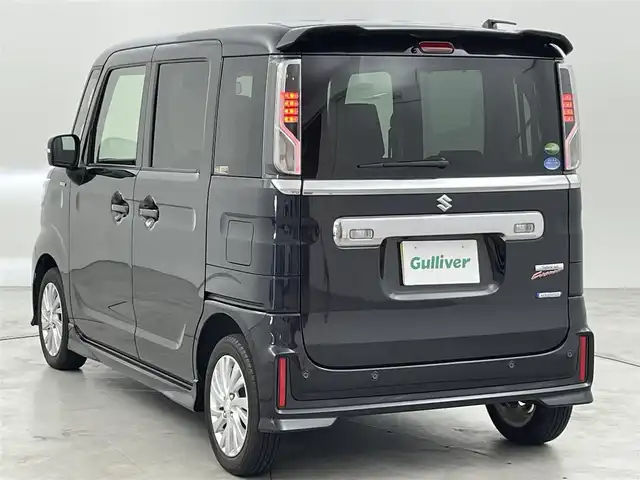 スズキ スペーシア カスタム HYBRID GS 福岡県 2019(令1)年 3.9万km ブルーイッシュブラックパール3 社外８型ナビ（ＢＴ，フルセグＴＶ）　/バックカメラ　/プッシュスタート　/コーナーセンサー　/衝突軽減ブレーキ　/レーンキープ　/横滑り防止装置　/アイドリングストップ　/片側電動スライドドア　/シートヒーター　/ＬＥＤ