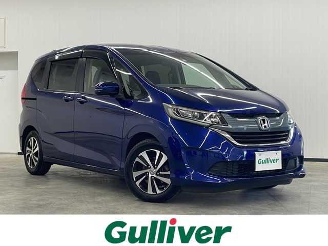 ホンダ フリード G ホンダセンシング 長崎県 2017(平29)年 8.6万km コバルトブルーパール 禁煙車/純正１５インチAW/純正SDナビ/(BT/DVD/CD/USB/SD/iPod/AUX)/フルセグテレビ/ドライブレコーダー/バックカメラ/ETC/レーンキープアシスト/プッシュスタート/純正LEDヘッドライト/オートライト/ウォークスルー/三列シート/両側パワスラ/フロアマット