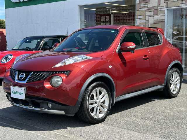 日産 ジューク 16GT FOUR 徳島県 2011(平23)年 8.4万km パッションレッド ワンオーナー/ＳＤナビ/(AM.FM.CD.フルセグ.BT)/ターボ/純正アルミホイール/ＥＴＣ/スマートキー/スペアタイヤ/純正フロアマット/電動格納ミラー/オートエアコン/フルセグＴＶ