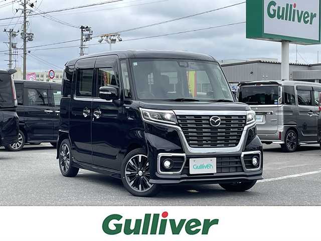 マツダ フレアワゴン カスタムスタイル ハイブリッド XT 青森県 2019(令1)年 1.5万km 黒 ４ＷＤ/全周囲カメラ/両側パワースライドドア/社外ナビ/フルセグＴＶ/Ｂｌｕｅｔｏｏｔｈ/ＣＤ／ＤＶＤ/ＵＳＢ/バックカメラ/ドライブレコーダー/シートヒーター/ＬＥＤヘッドライト/ハーフレザー/純正15インチアルミホイール