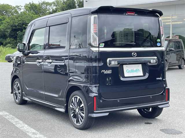 マツダ フレアワゴン カスタムスタイル ハイブリッド XT 青森県 2019(令1)年 1.5万km 黒 ４ＷＤ/全周囲カメラ/両側パワースライドドア/社外ナビ/フルセグＴＶ/Ｂｌｕｅｔｏｏｔｈ/ＣＤ／ＤＶＤ/ＵＳＢ/バックカメラ/ドライブレコーダー/シートヒーター/ＬＥＤヘッドライト/ハーフレザー/純正15インチアルミホイール
