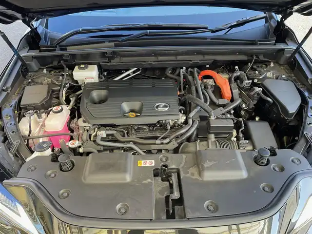 レクサス ＮＸ 350h Fスポーツ 神奈川県 2023(令5)年 1.3万km グラファイトブラックガラスフレーク ワンオーナー/パノラマルーフ/白/黒革シート/純正メモリーナビ・地デジTV/純正USB/BT/Miracast再生/パノラマモニター/ビルトインETC2.0/純正20インチAW/オレンジキャリパー/LEDライト/LEDフォグ/パワーバックドア/ルーフレール/レクサスセーフティシステム+/レーダークルーズコントロール/PCS/LDA/BSM/CTA/PKSB/RSA/コーナーセンサー/オートハイビーム/HUD/前席パワーシート/シートヒーター・エアシート/ステアリングヒーター/パドルシフト/AC100V/プッシュスタート/スマートキー×2・カードキー×1/R5/6/7年ディーラー整備記録/保証書・ユーザーガイドあり