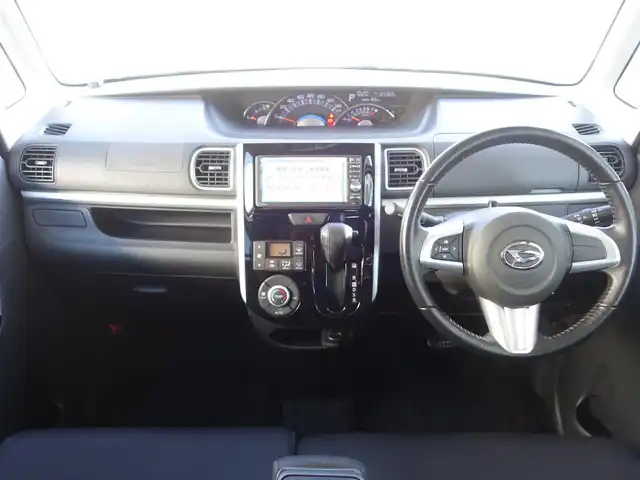 ダイハツ タント カスタム RS スマートセレ SA 静岡県 2014(平26)年 6.5万km パールホワイトⅢ 禁煙車/スマートアシスト/　衝突軽減ブレーキ/　誤発進抑制機能/　先行車お知らせ機能/車検R9年7月24日まで/純正オプションナビ（NSZP-W640D）/　　CD/DVD/BT/ワンセグTV/HDMI/バックカメラ/両側パワースライドドア/社外ETC/ecoIDLE/ステアリングスイッチ/オートライト/LEDヘッドライト/オートライト/フォグランプ/純正フロアマット/取扱説明書/保証書